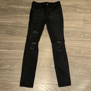 Abercrombie and Fitch black destroyed denim size 26 short high rise